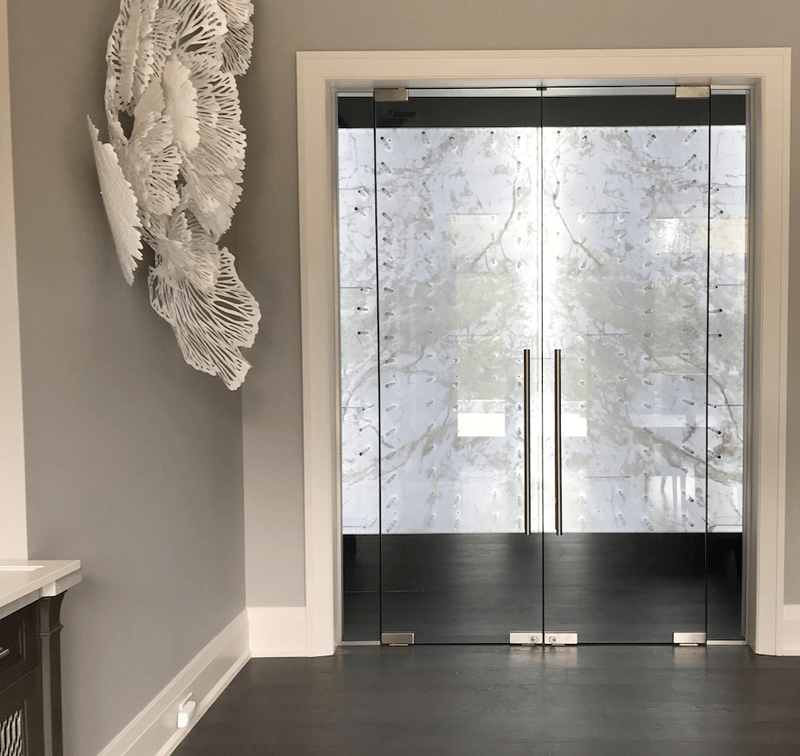 Custom wine cellar clad in thin natural stone panels by Designer Stone Panels — project 9