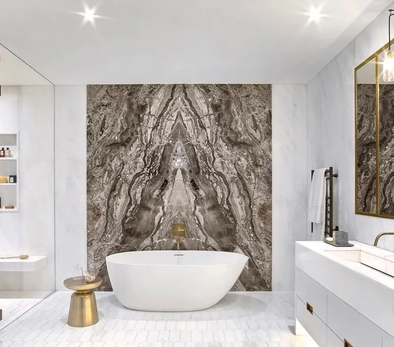 Bathroom Cetraruddy Bookmatched O Grigio Orig — Bathrooms