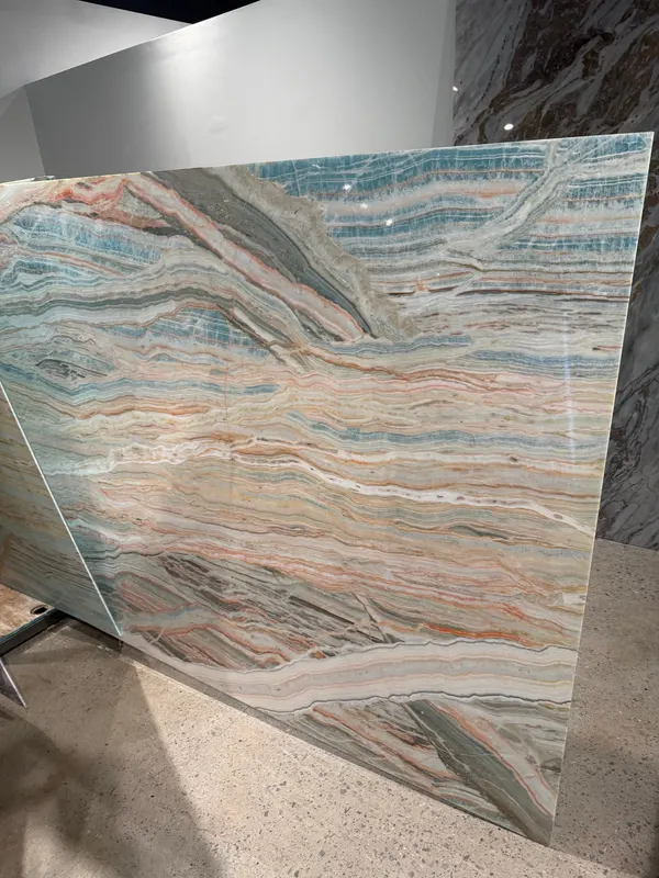 Blue Rainbow Onyx translucent thin stone panel