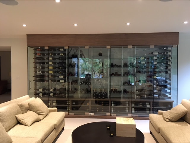 Custom wine cellar clad in thin natural stone panels by Designer Stone Panels — project 12