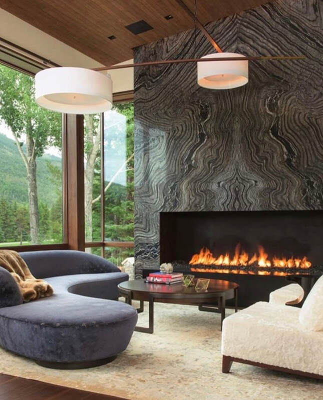 Luxury thin stone fireplace and feature wall installation in natural marble by Designer Stone Panels — project 1