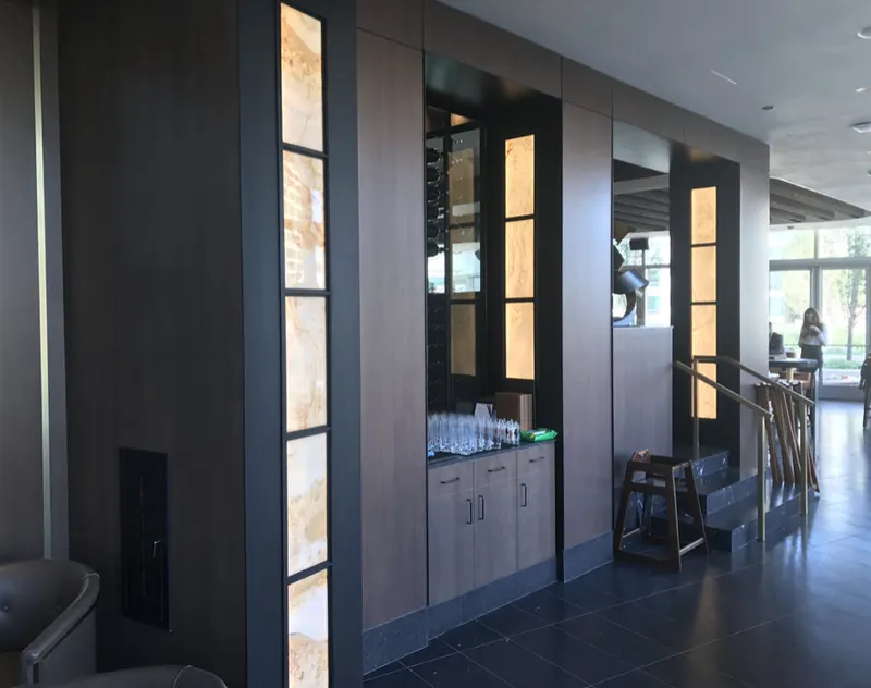White Onyx Detail Chicago Restaurant — Fireplaces & Wall Features