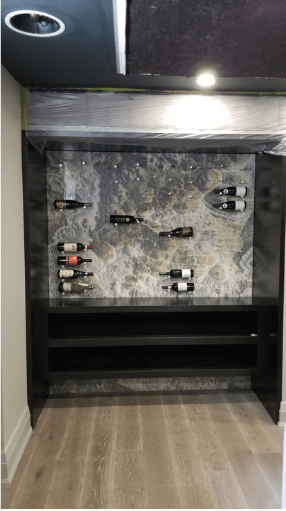 Custom wine cellar clad in thin natural stone panels by Designer Stone Panels — project 3