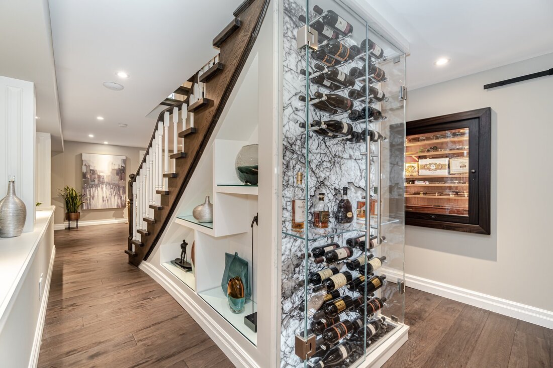 Custom wine cellar clad in thin natural stone panels by Designer Stone Panels — project 1