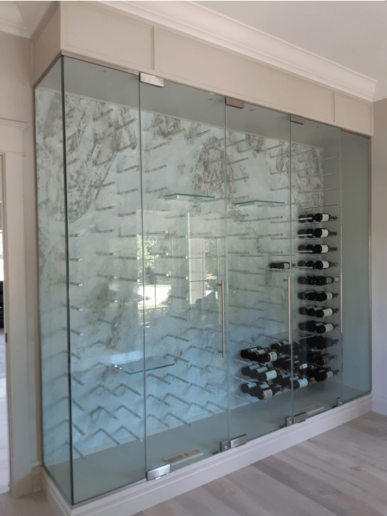 Custom wine cellar clad in thin natural stone panels by Designer Stone Panels — project 7