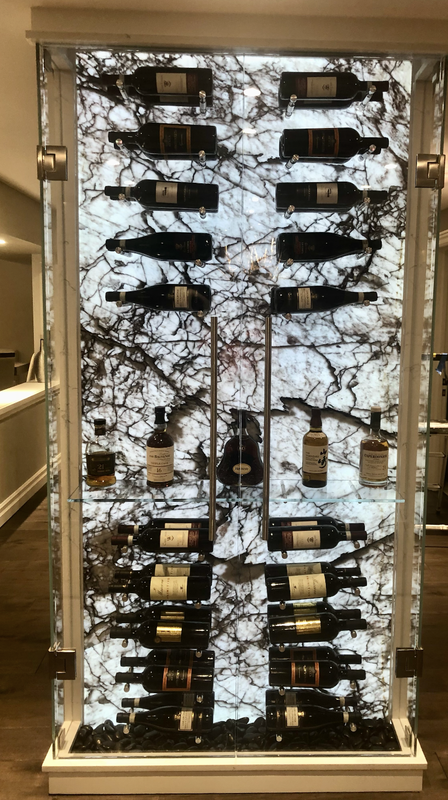 Custom wine cellar clad in thin natural stone panels by Designer Stone Panels — project 10