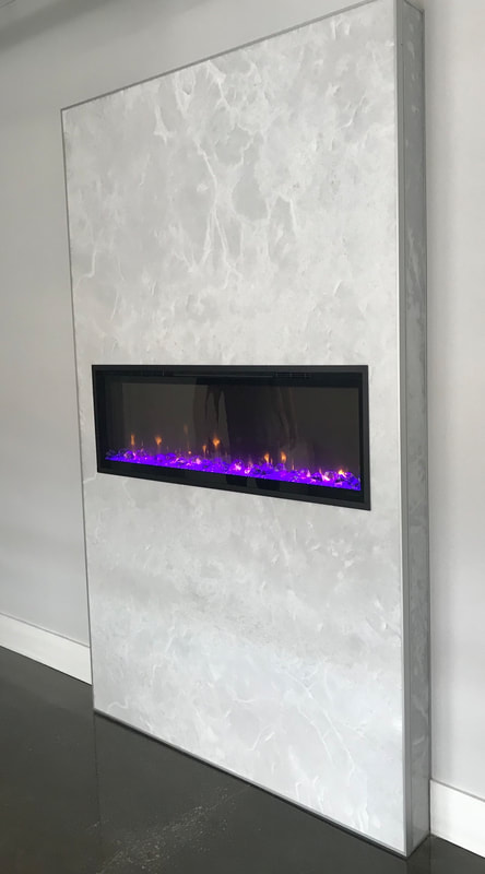 thin stone, DesignerStone®Panels 5' wide x 8' high Fireplace designed to work with Napoleon and Dimplex electric fireplaces. 