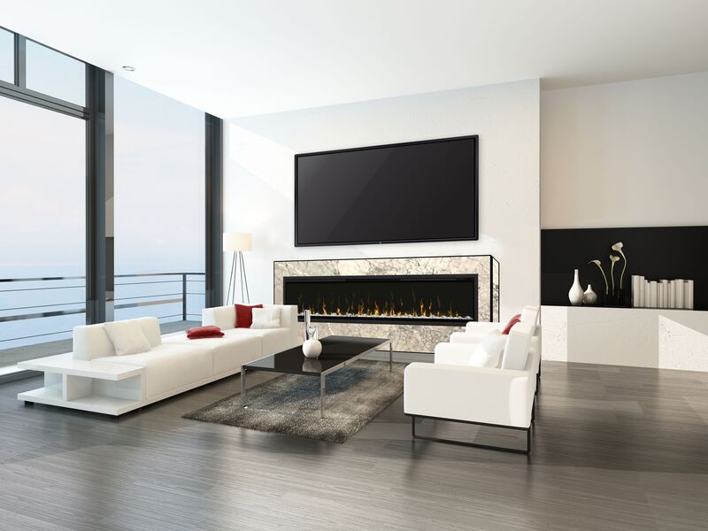 DesignerStone®Panels large linear fireplace facade. Designed to fit Napoleon and Dimples electric fireplaces. 